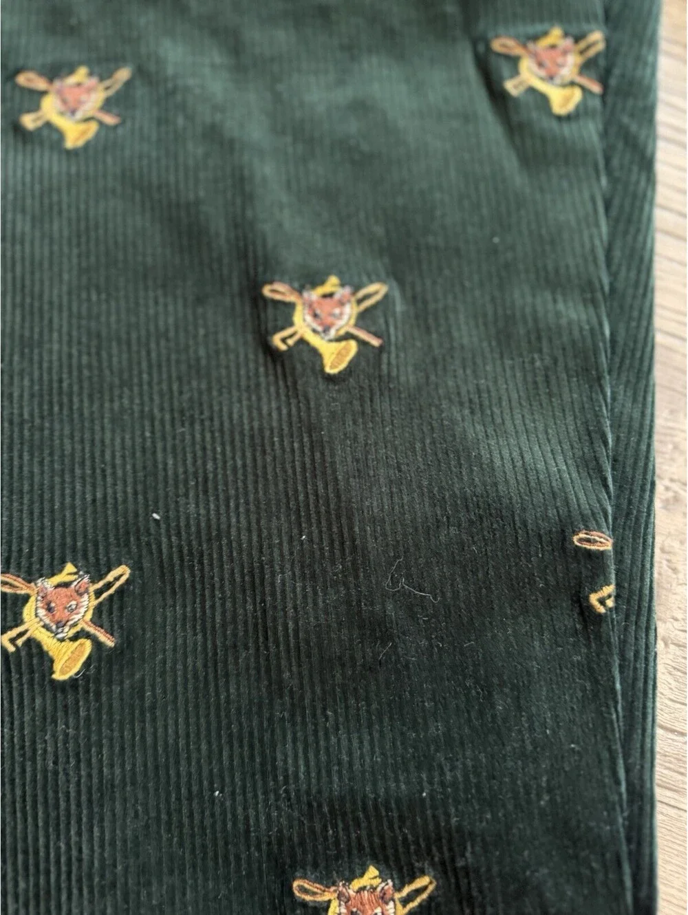 POLO Ralph Lauren Mens 33x30 Green Embroidered Corduroy Pants Fox/French NWT